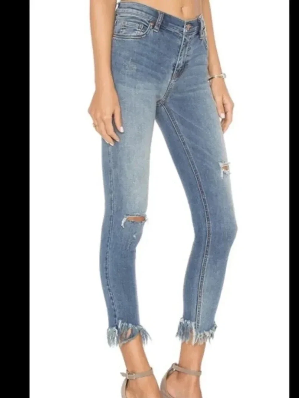 Free People Great Heights Frayed Skinny Jeans